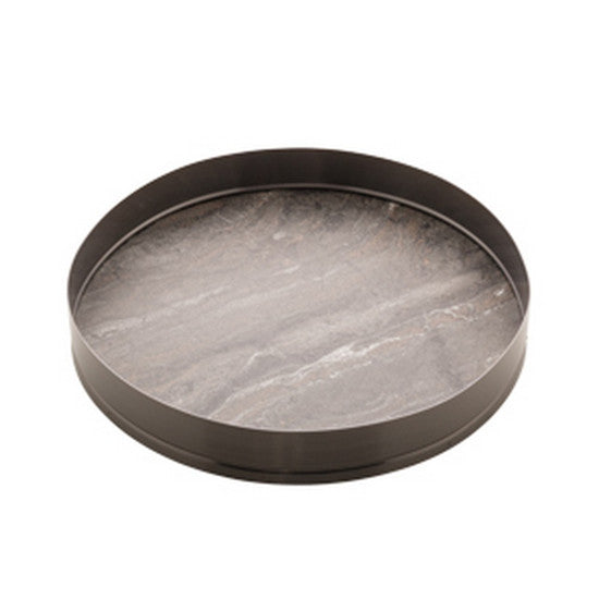 Bandeja Redonda Escovada Fundo Matt Black - DoceLar Loja