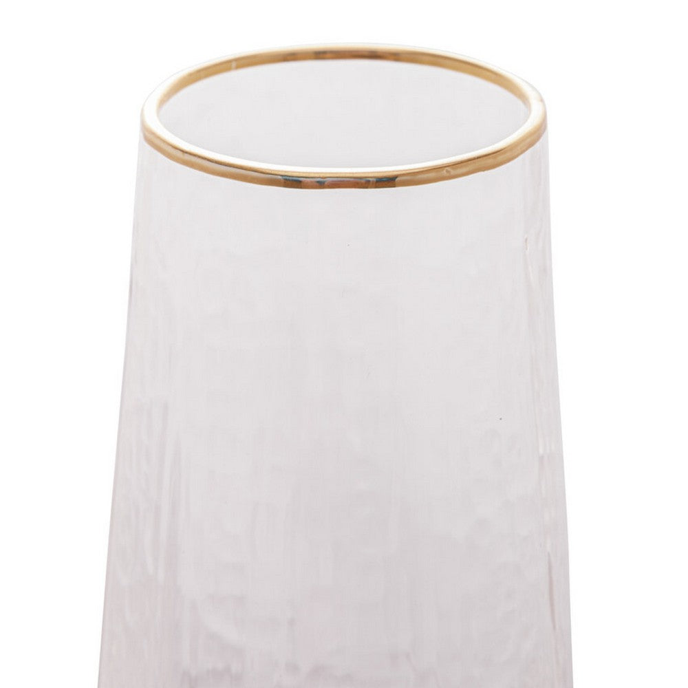 2 Taças de Cristal para Champanhe com Borda Dourada Taj