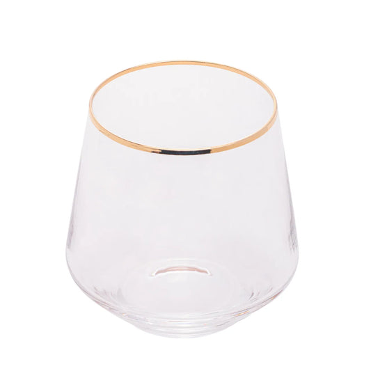 CJ 2 COPOS BAIXOS DE VIDRO C/ FIO DE OURO LINES 330ML
