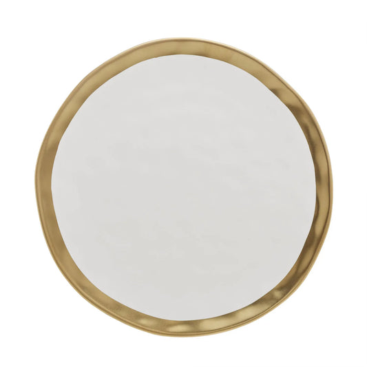 Prato Raso de Porcelana Branco e Dourado Dubai