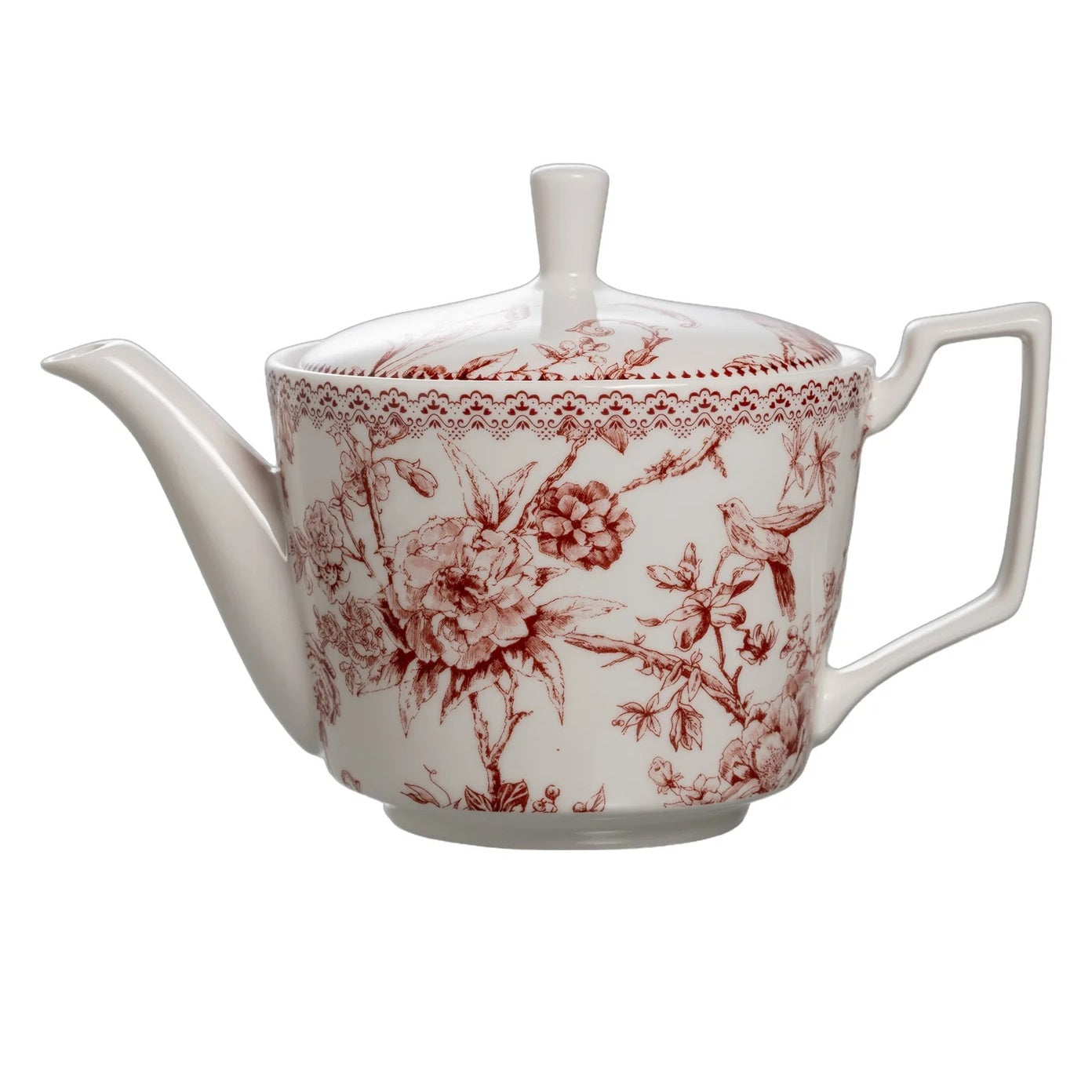 Bule de chá Hortênsia em new bone china 750ml A14cm bordô