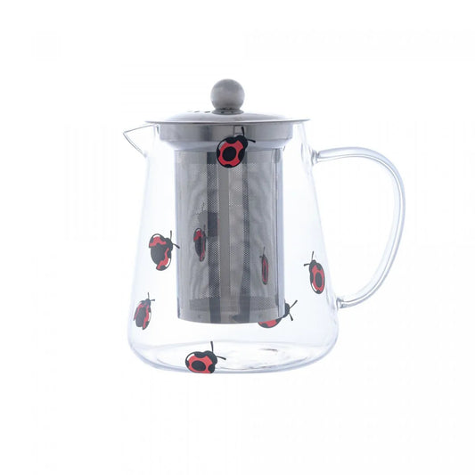 Chaleira de Vidro Borossilicato com Filtro de Aço Inox Ladybug 750ml - DoceLar Loja