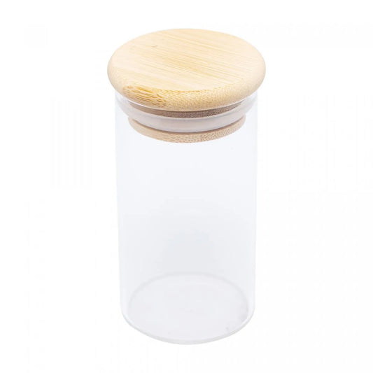Porta Mantimento de Vidro Borossilicato com Tampa de Bambu 120ml - DoceLar Loja
