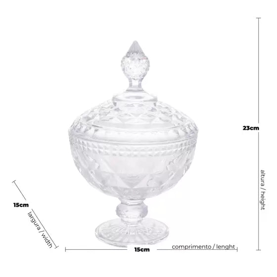 Potiche C/Pé de Cristal Diamond - DoceLar Loja