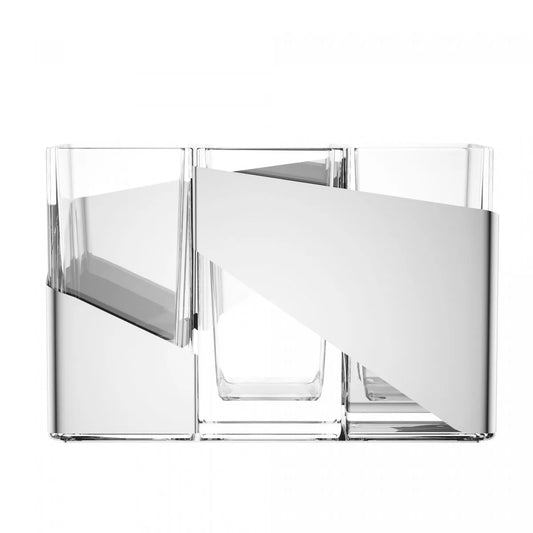 PORTA TALHERES DE ACO INOX ORIGAMI 26CM X 9CM X 13CM