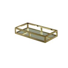 BANDEJA ACO INOX C/ESPELHO DOURADA 30x15x5cm