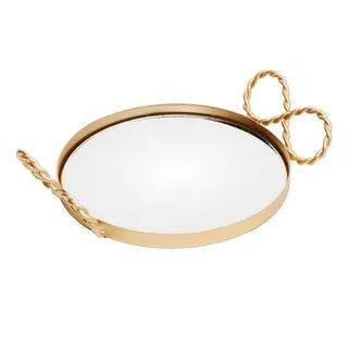 BANDEJA DECORATIVA CORTESIA 15CM X 13CM X 3CM DOURADA METAL