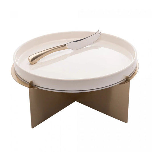 Rechaud de Cerâmica com Suporte de Aço Inox e Faca Champanhe-Pequeno - DoceLar Loja