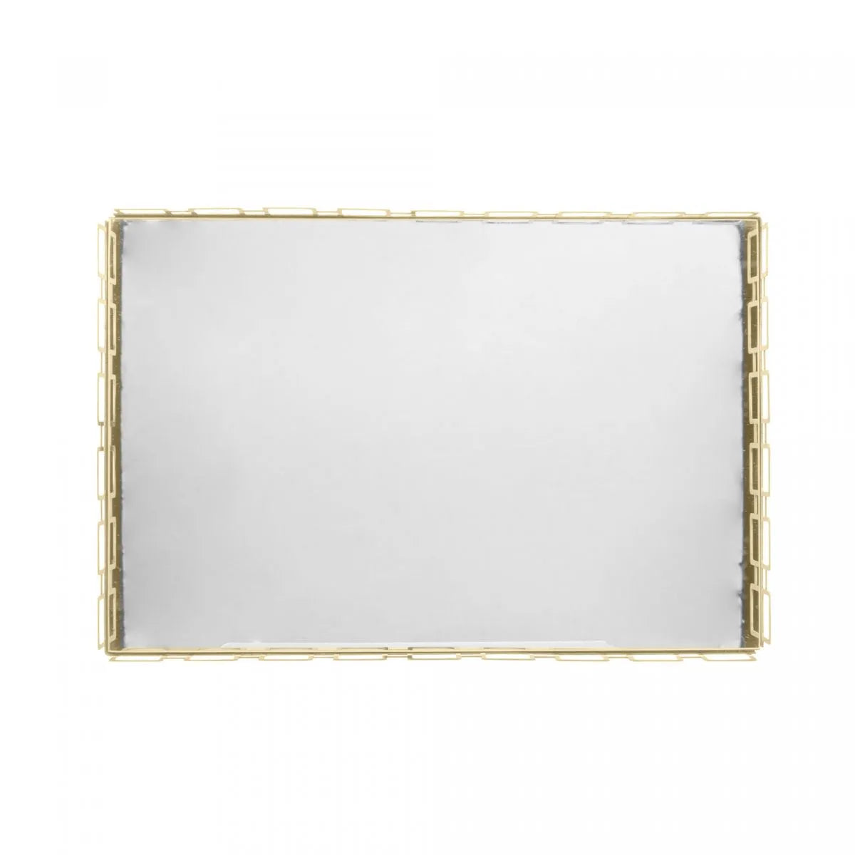 Bandeja de Aço Inox com Espelho Elos Dourada - DoceLar Loja