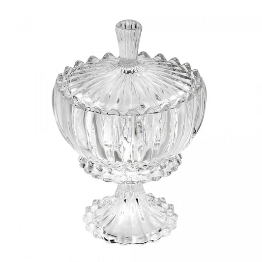 POTICHE DECORATIVO CRISTAL DE CHUMBO C/PE E TAMPA GENEVA 11X18CM