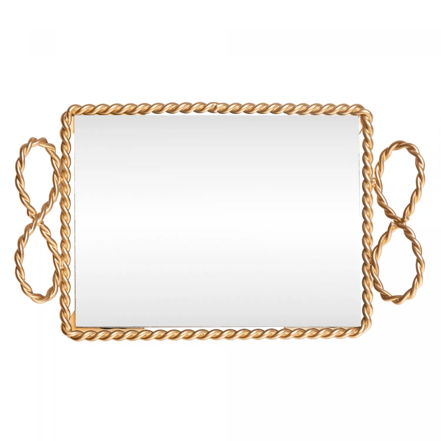 BANDEJA RETANGULAR DECORATIVA CORTESIA 20CM X 12CM X 3CM DOURADA METAL