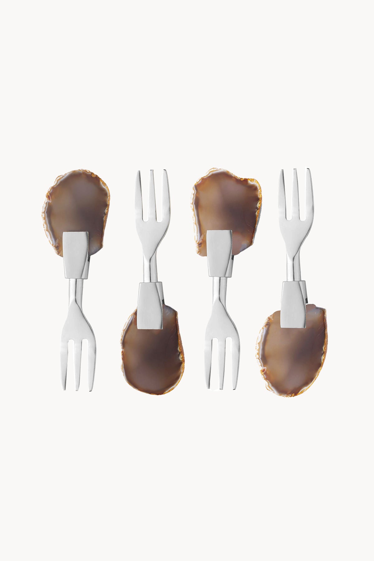 CONJUNTO 4 GARFOS DE PETISCO DE ACO INOX AGATA