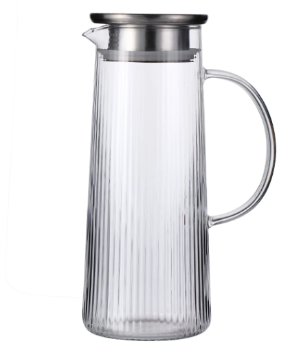 Jarra Twinkle em vidro borossilicato canelado com tampa em aço inox 1,4L