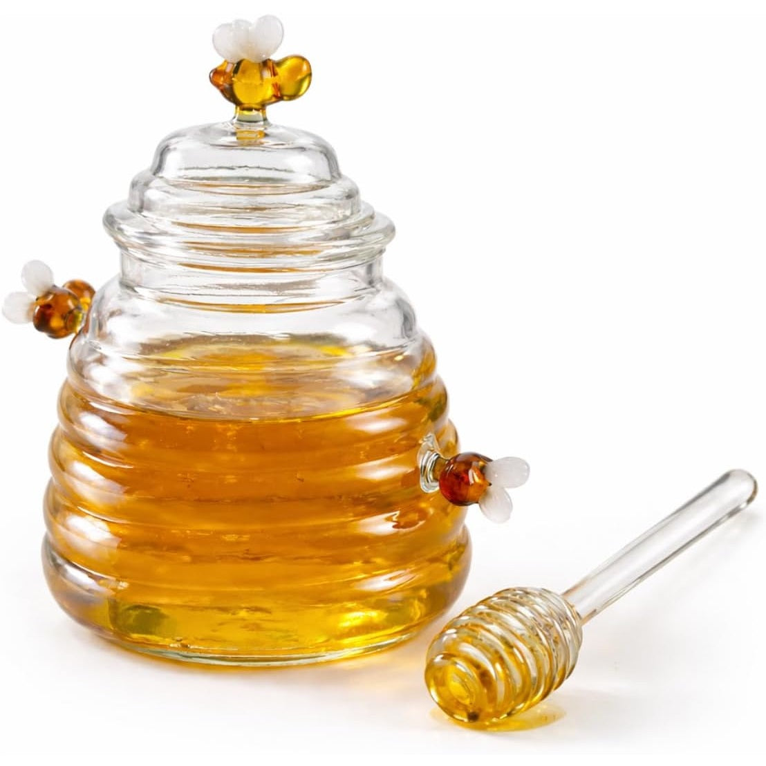 MELEIRA DE VIDRO BOROSSILICATO COM TAMPA E PEGADOR LOVELY BEE 470ML