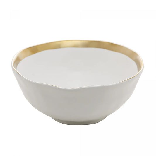 Bowl de Porcelana Branco e Dourado Dubai