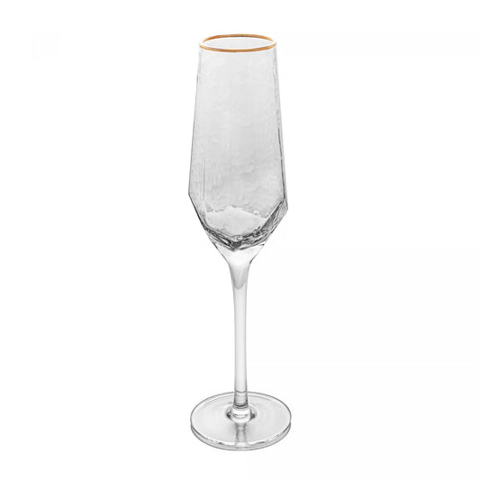 2 TAÇAS DE CRISTAL PARA CHAMPANHE COM BORDA DOURADA TAJ