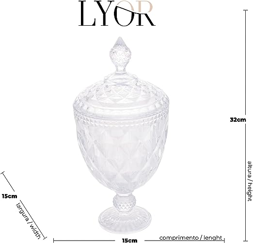 Potiche C/Pé de Cristal Diamond - DoceLar Loja