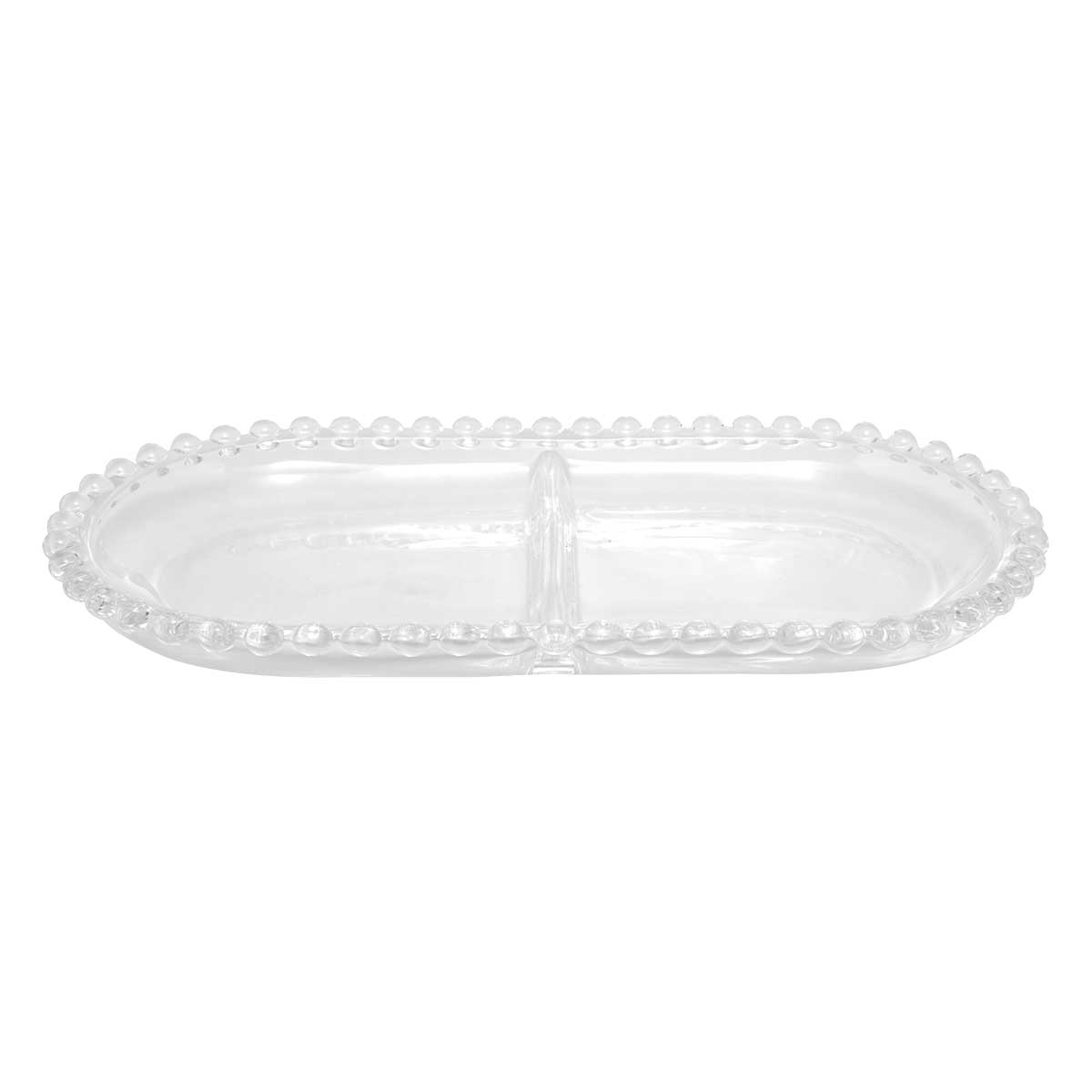 PETISQUEIRA DE CRISTAL COM DIVISÓRIA OVAL PEARL 24CM