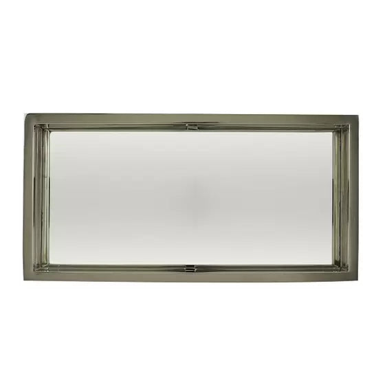 Bandeja Retangular Prata de Aço Inox Fundo Espelho