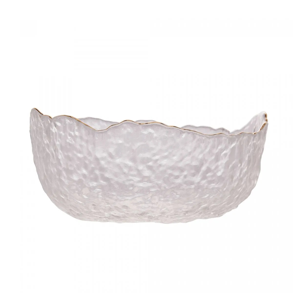 BOWL DE CRISTAL MARTELADO COM BORDA DOURADA TAJ M
