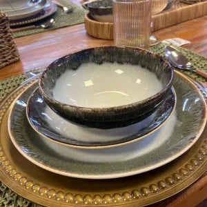 Prato para Sobremesa L´Hermitage Le Sentier Branco e Verde - DoceLar Loja