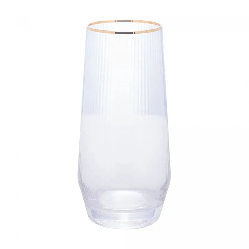 CJ 2 COPOS ALTOS DE VIDRO C/ BORDA DOURADA LINES 400ML