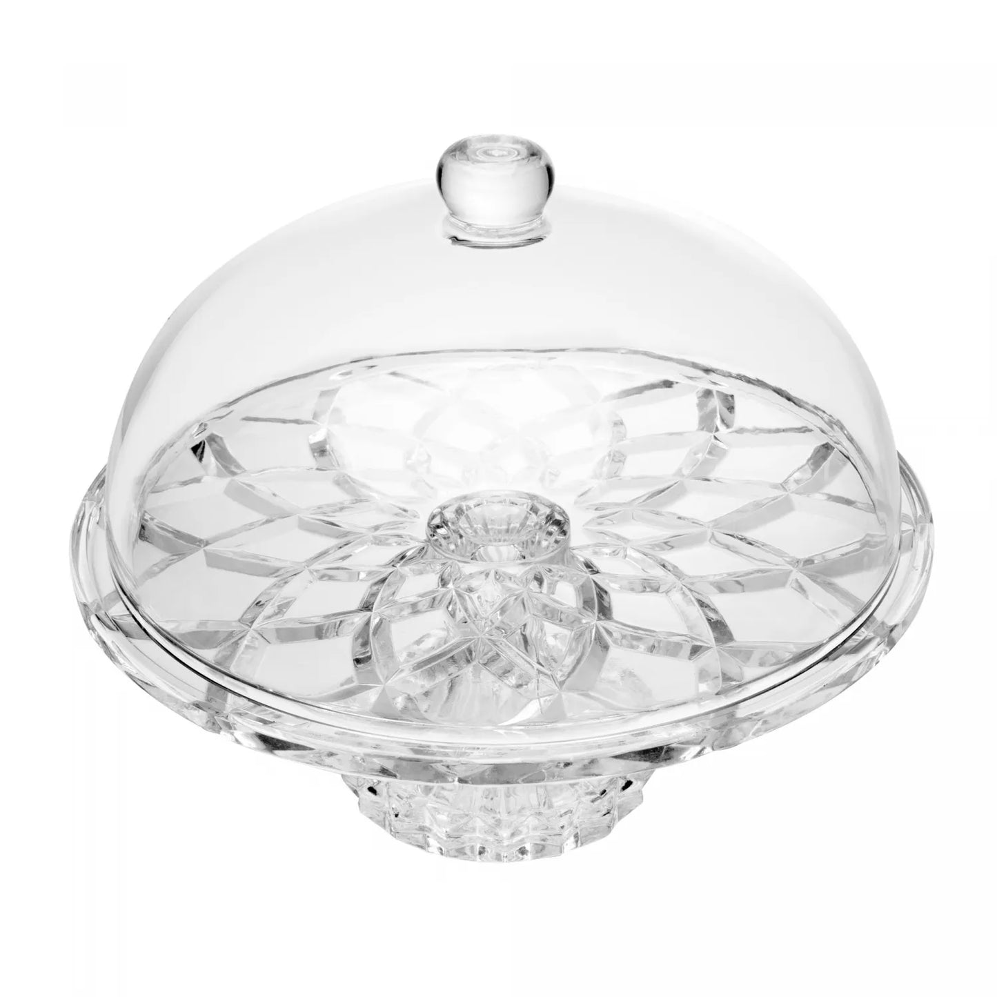 PRATO PARA BOLO COM PE E TAMPA DELI DIAMOND 30CM X 23,5CM VIDRO