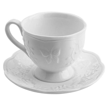 XICARA P/ CHÁ C/ PIRES PORCELANA NEW BONE BUTTERFLY FLOWER