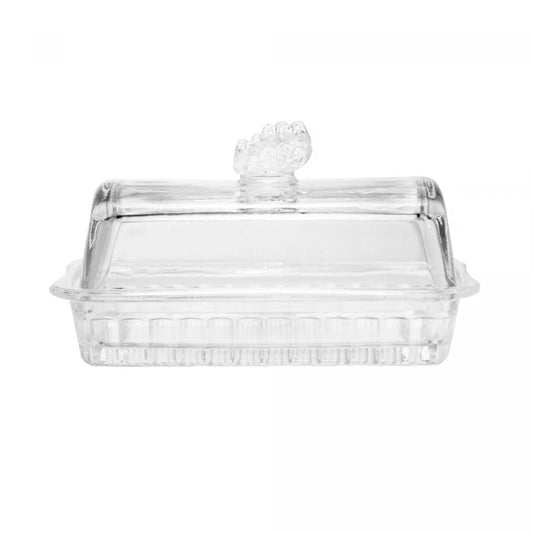 MANTEIGUEIRA DE VIDRO COM TAMPA BUTTERFLY 17CM X 10,5CM X 10CM
