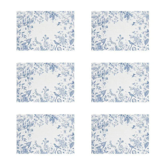 JOGO AMERICANO 6 PCS LOOM BLUE BIRD&FLOWER