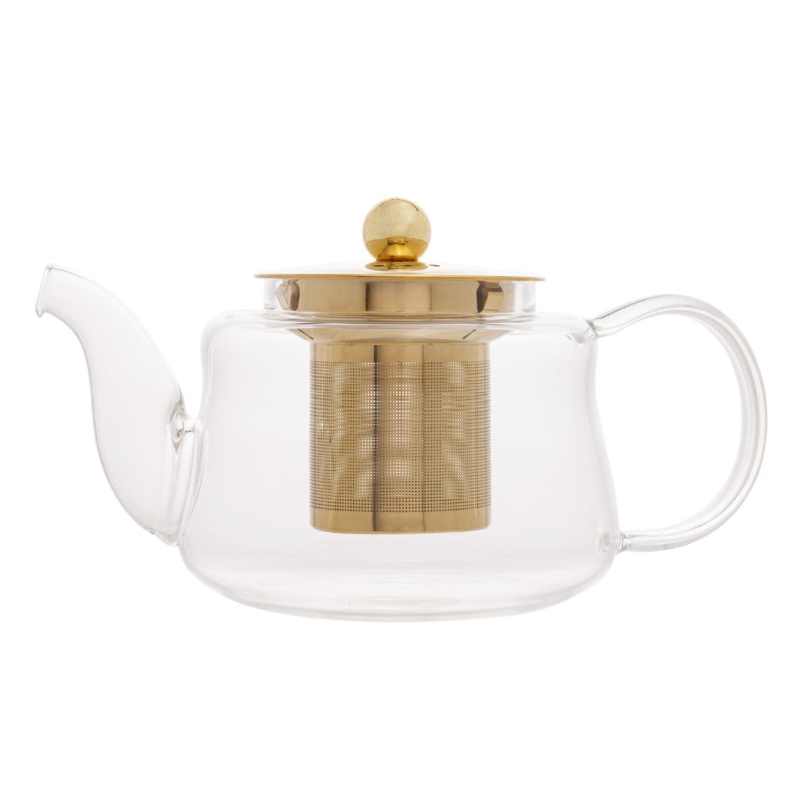 Chaleira de Vidro c/Infusor Dourado - DoceLar Loja
