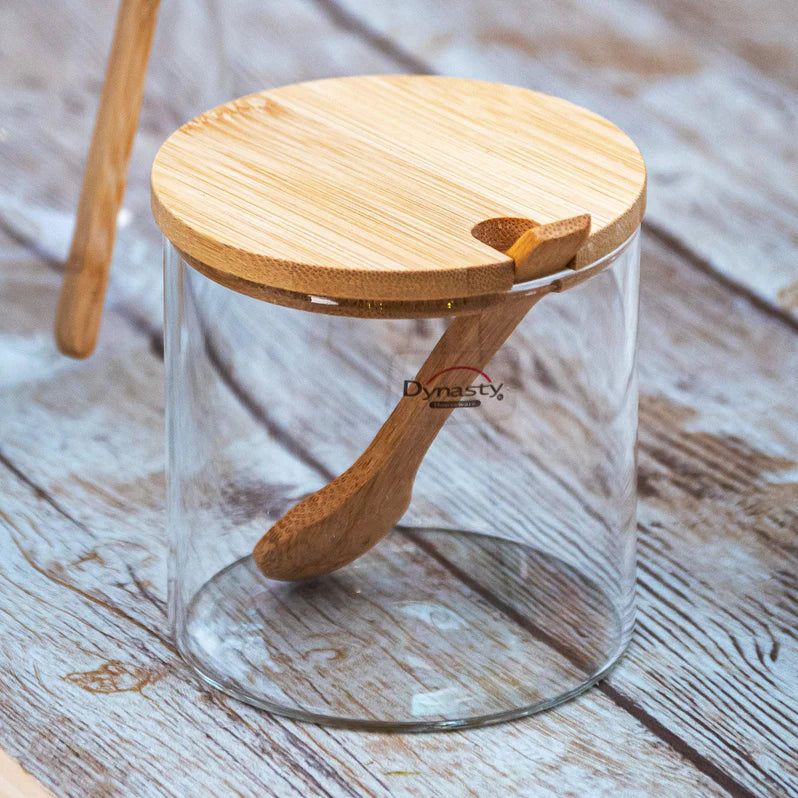 Açucareiro com Tampa e Colher Bambu - DoceLar Loja