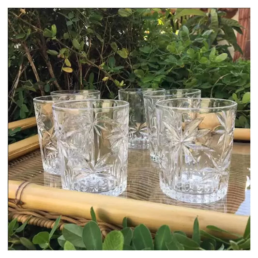 Conjunto 6 Copos Baixo de Cristal Palm Tree - DoceLar Loja