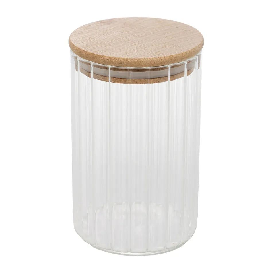 PORTA MANTIMENTOS VIDRO BOROSSILICATO COM TAMPA BAMBU
