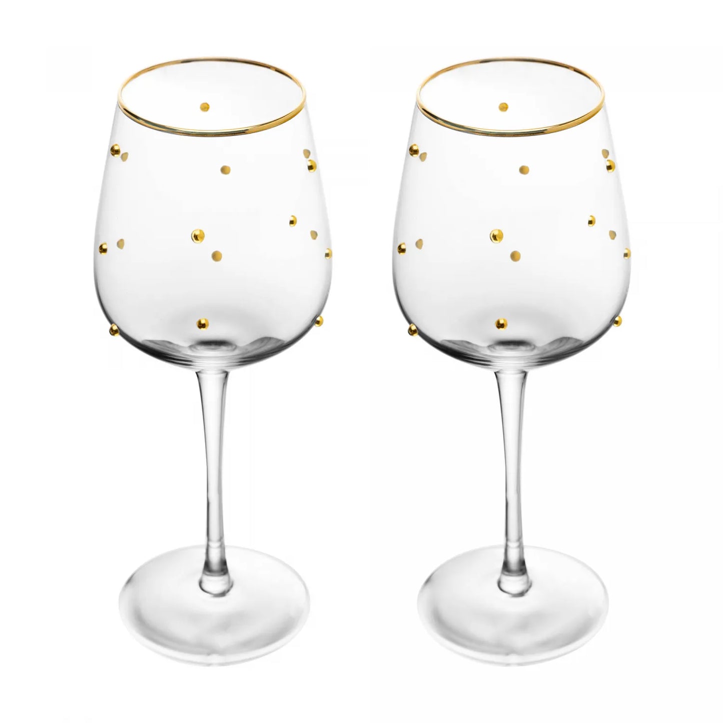 CJ 2 TACAS PARA VINHO BALLS FIO DE OURO 350ML VIDRO