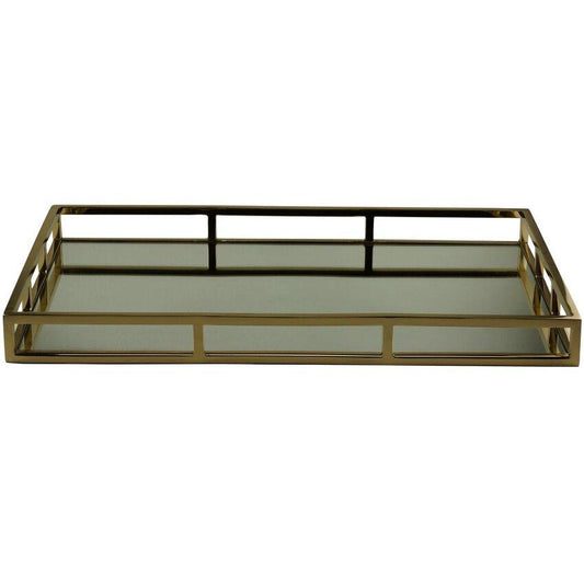 Bandeja de Aço Inox com Espelho Dourada - DoceLar Loja