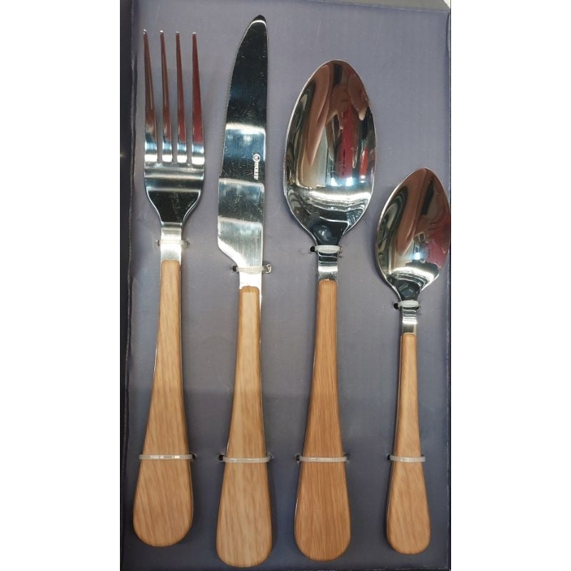 FAQUEIRO 24PC DE ACO INOX C/CABO EM PLASTICO AMADEIRADO MILAO