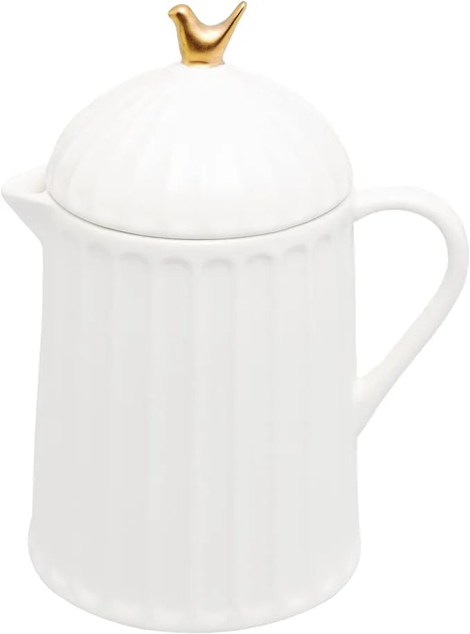 BULE DE CERAMICA COLIBRI COM TAMPA BRANCO 600ML