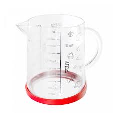 JARRA MEDIDORA DE VIDRO BOROSSILICATO RESISTENTE AO CALOR COM FUNDO DE SILICONE REMOVIVEL 1L