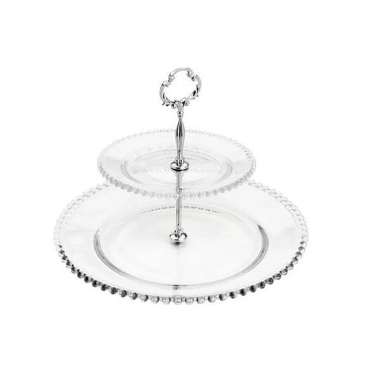 PRATO DUPLO PARA DOCE EM CRISTAL PEARL