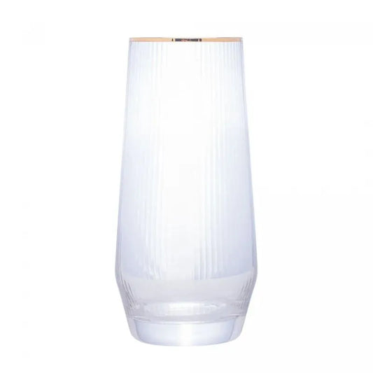 CJ 2 COPOS ALTOS DE VIDRO C/ BORDA DOURADA LINES 400ML