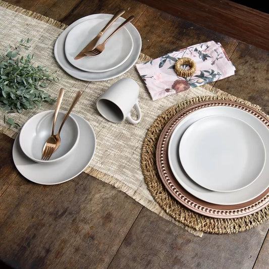 Caminho de Mesa Rami Franjas Natural - DoceLar Loja
