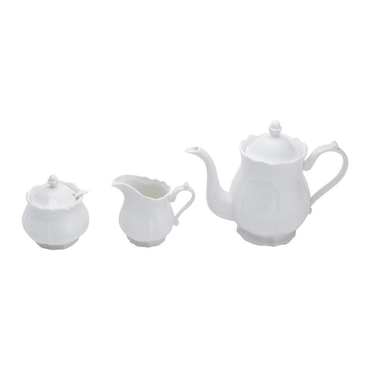 Conjunto 3 Peças de Porcelana de Chá Fancy Branco - DoceLar Loja