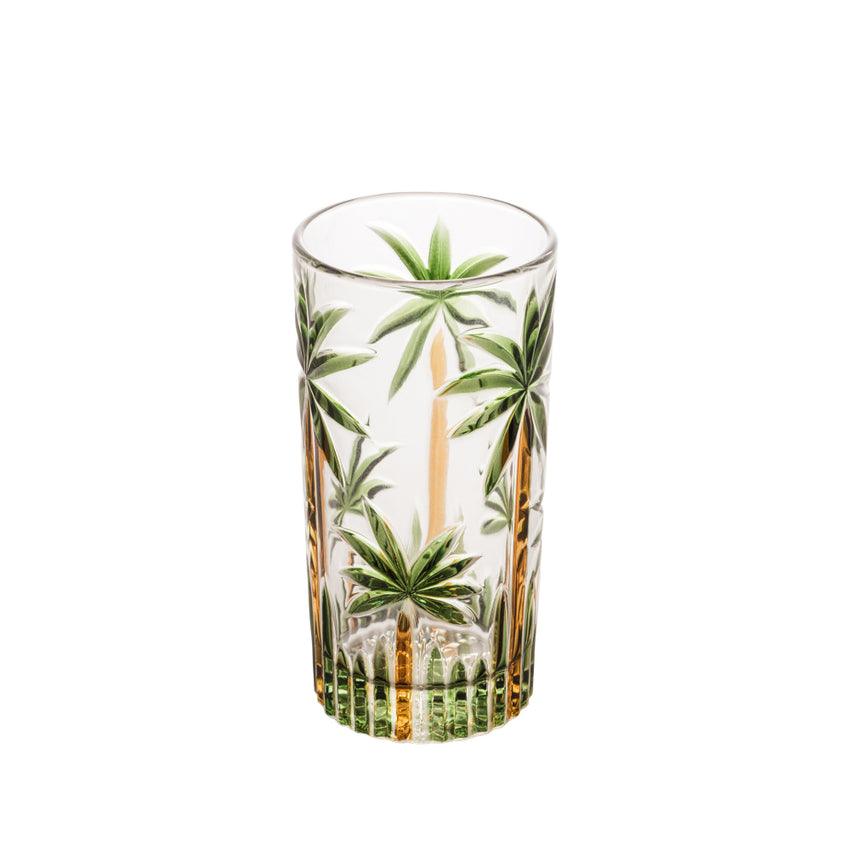 Conjunto 6 Copos Altos de Cristal Palm Tree Handpaint - DoceLar Loja