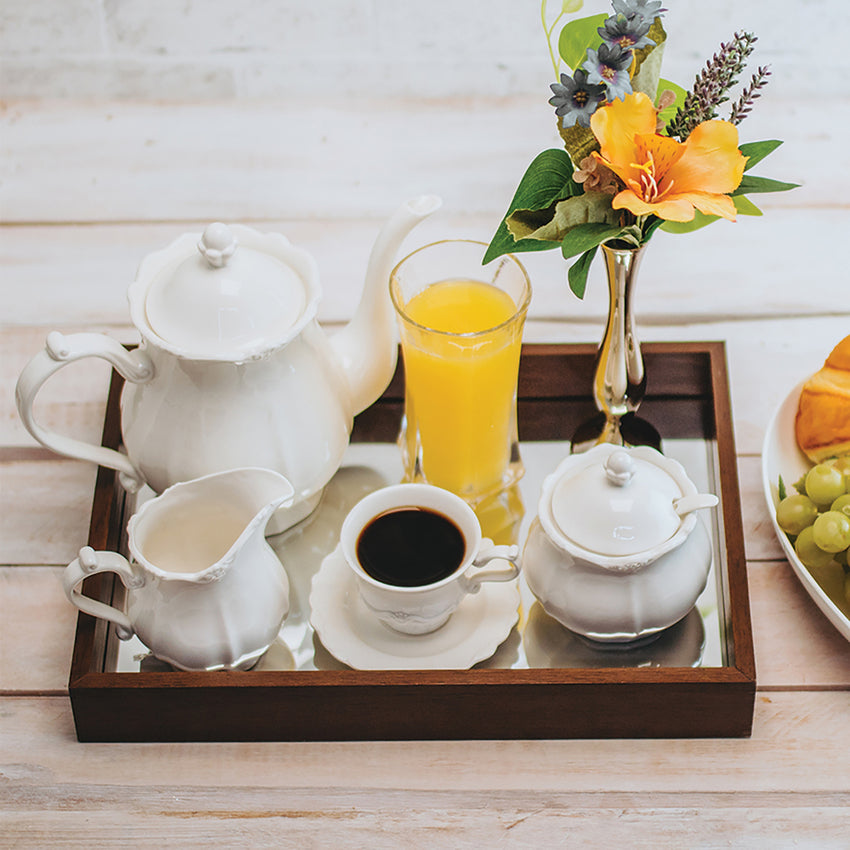 Conjunto 6 Xícaras de Café de Porcelana com Pires Fancy Branco - DoceLar Loja