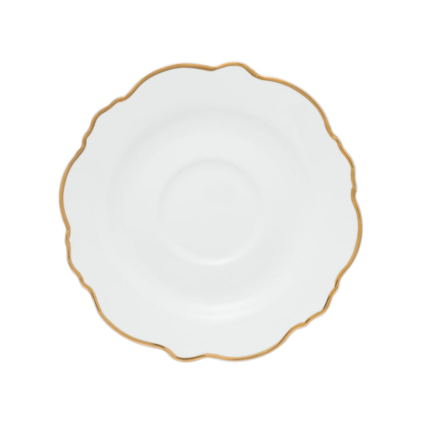 Conjunto 6 Xícaras de Café de Porcelana com Pires Maldivas Branco com Fio Dourado - DoceLar Loja