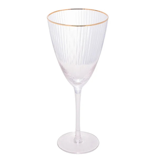 CJ 2 TACAS DE VIDRO P/VINHO C/BORDA DOURADA LINES 400ml