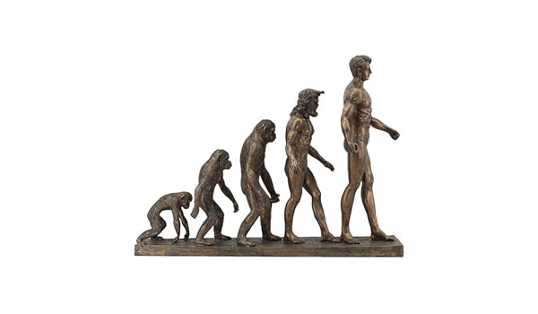 ESTATUETA EVOLUCAO HUMANA DE RESINA BRONZE