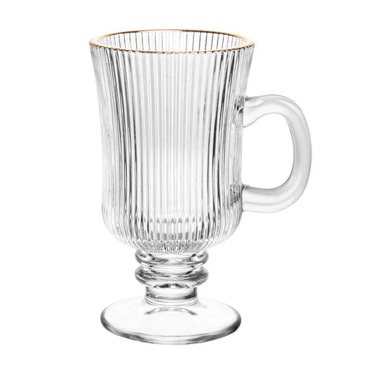 CJ 4 TACAS PARA CAPPUCCINO DE VIDRO COM FIO DE OURO LINES 240ML