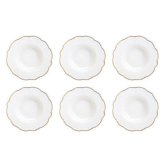 Cj 6 Pratos Fundos Maldivas Fio Dourado